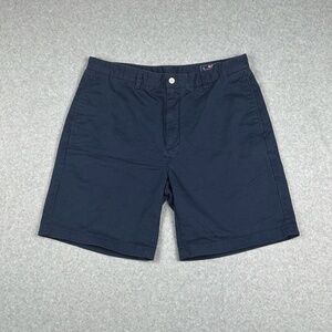 Vineyard Vines Chino Shorts Mens 36 Navy Blue Flat Front‎ Preppy Slash Pocket